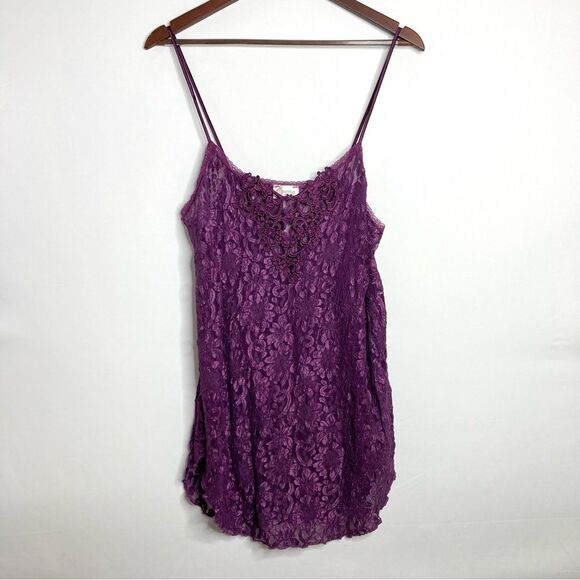Vintage Cinema Etoile Purple Lace Nightie Nightgown Slip Chemise Large - Picture 1 of 10